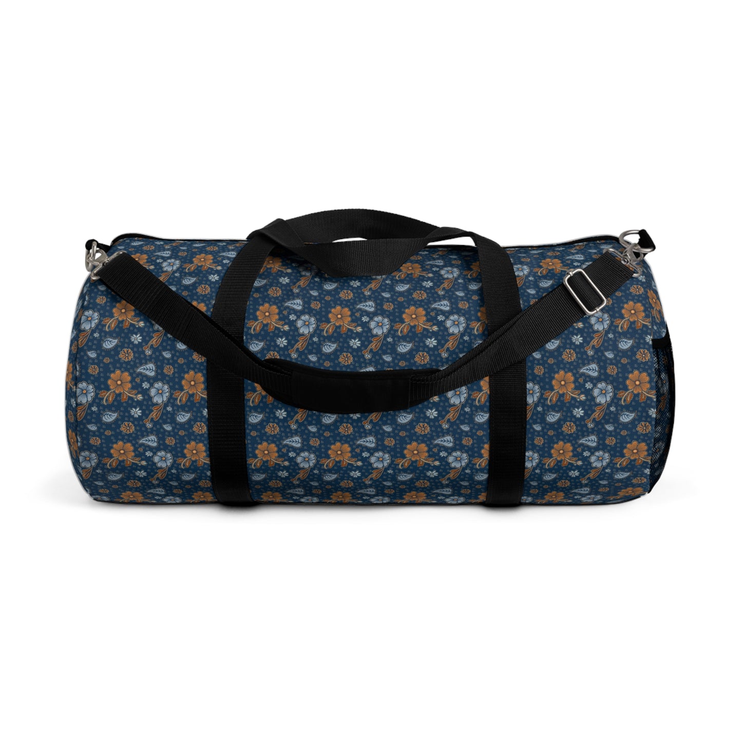 Timeless Elegance: Minimal Floral Duffel Bag / Dark Blue