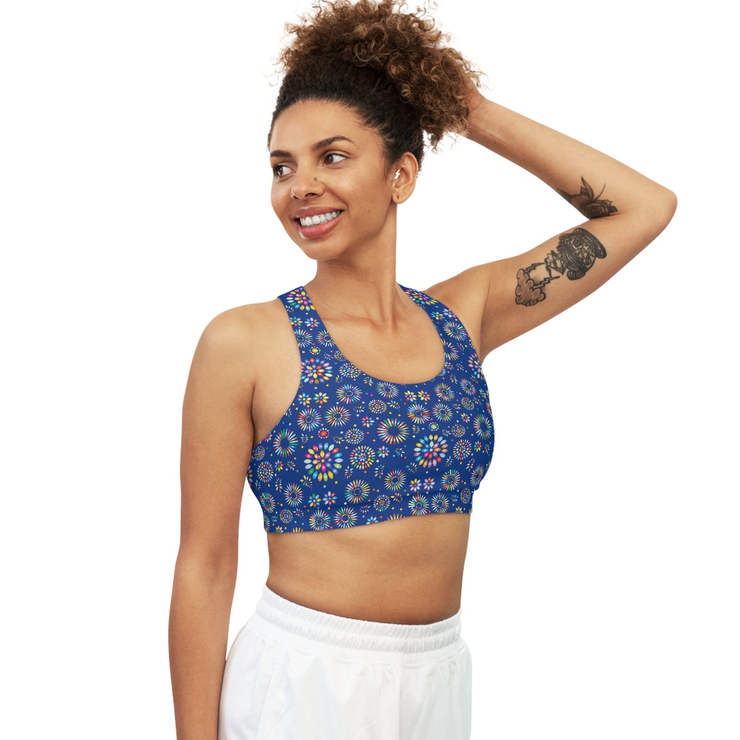 Vibrant Vibes Seamless Sports Bra (AOP) / Blue