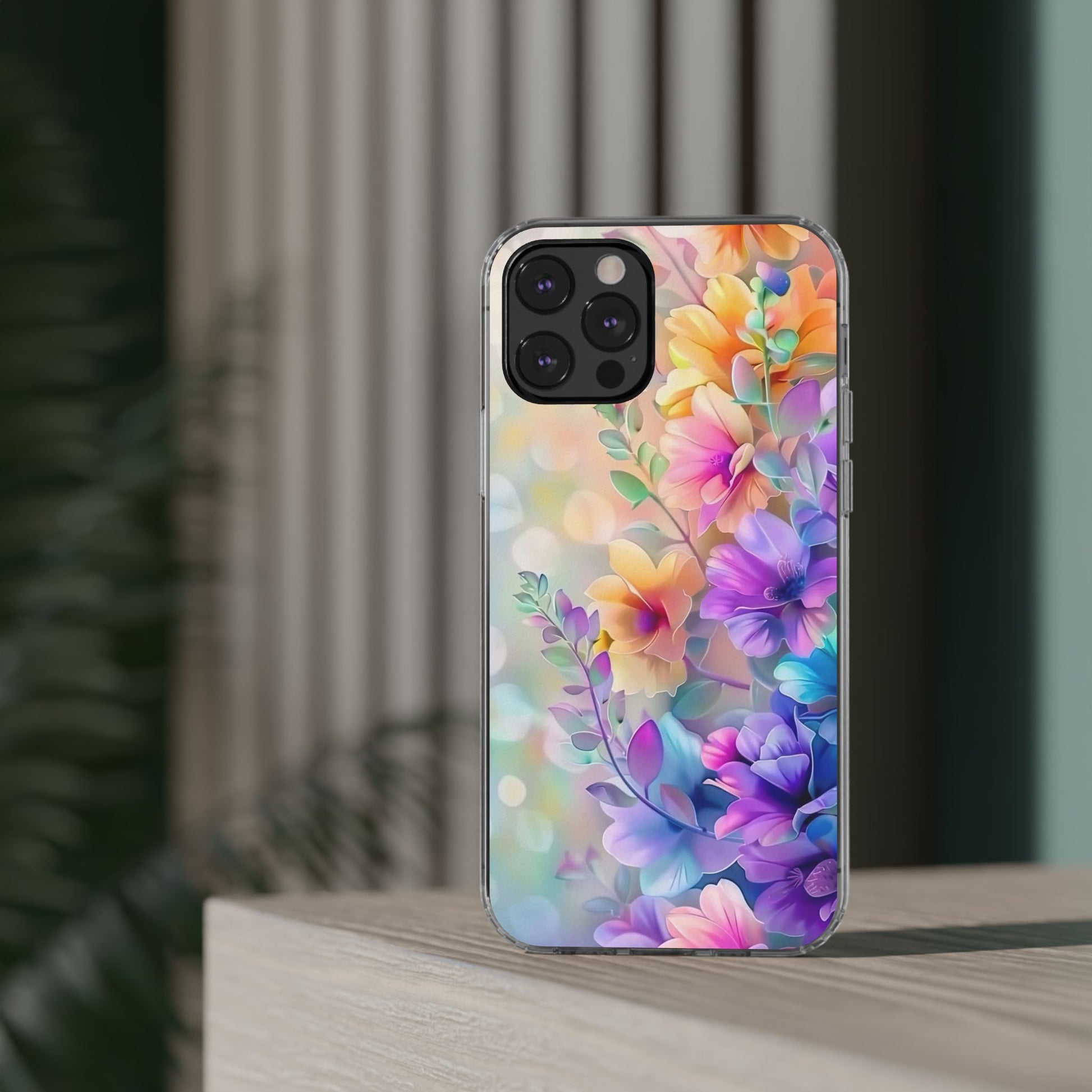 Floral Clear Phone Case -  Colorful Spring Design
