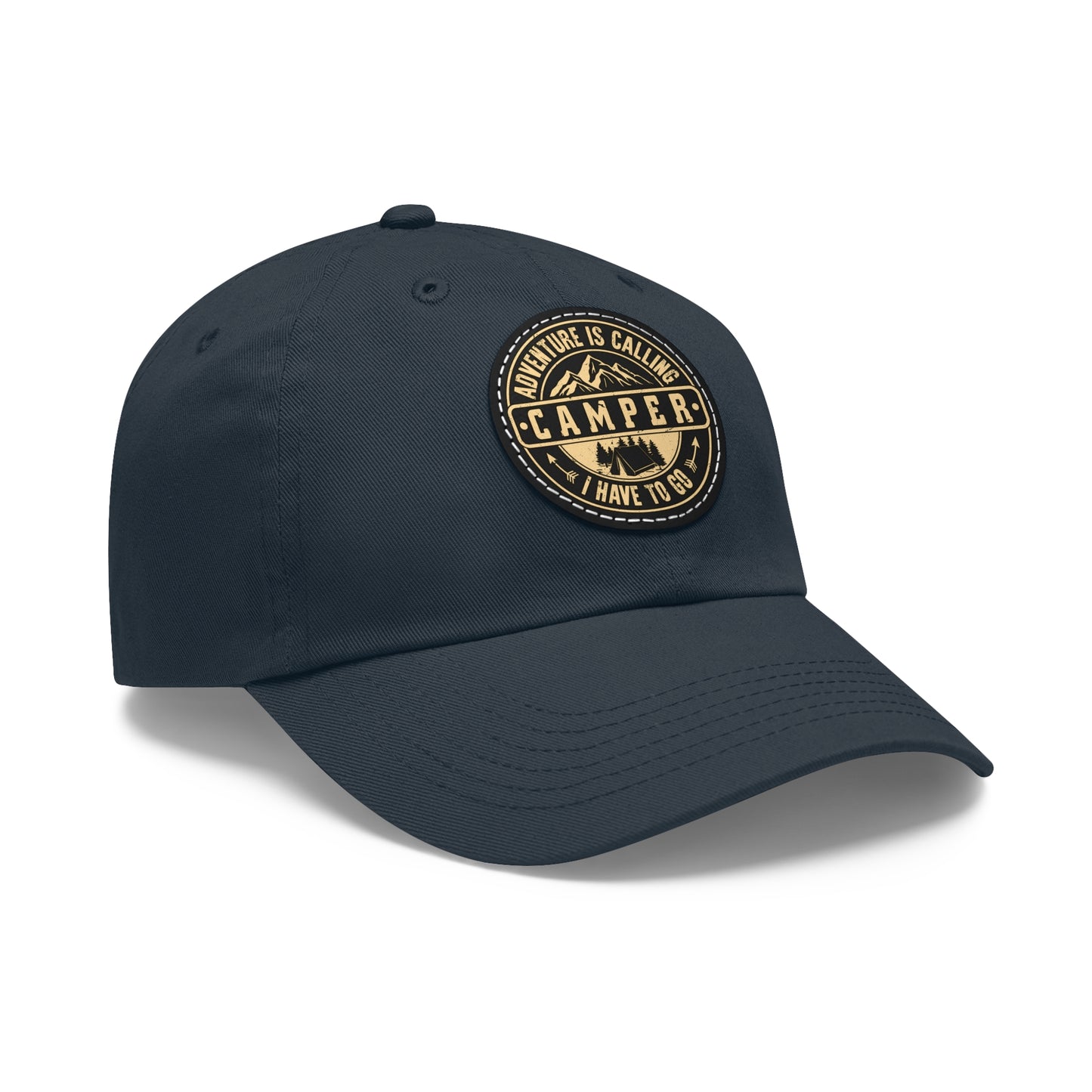 Adventure Camper Dad Hat - Leather Patch Cap for Outdoor Lovers