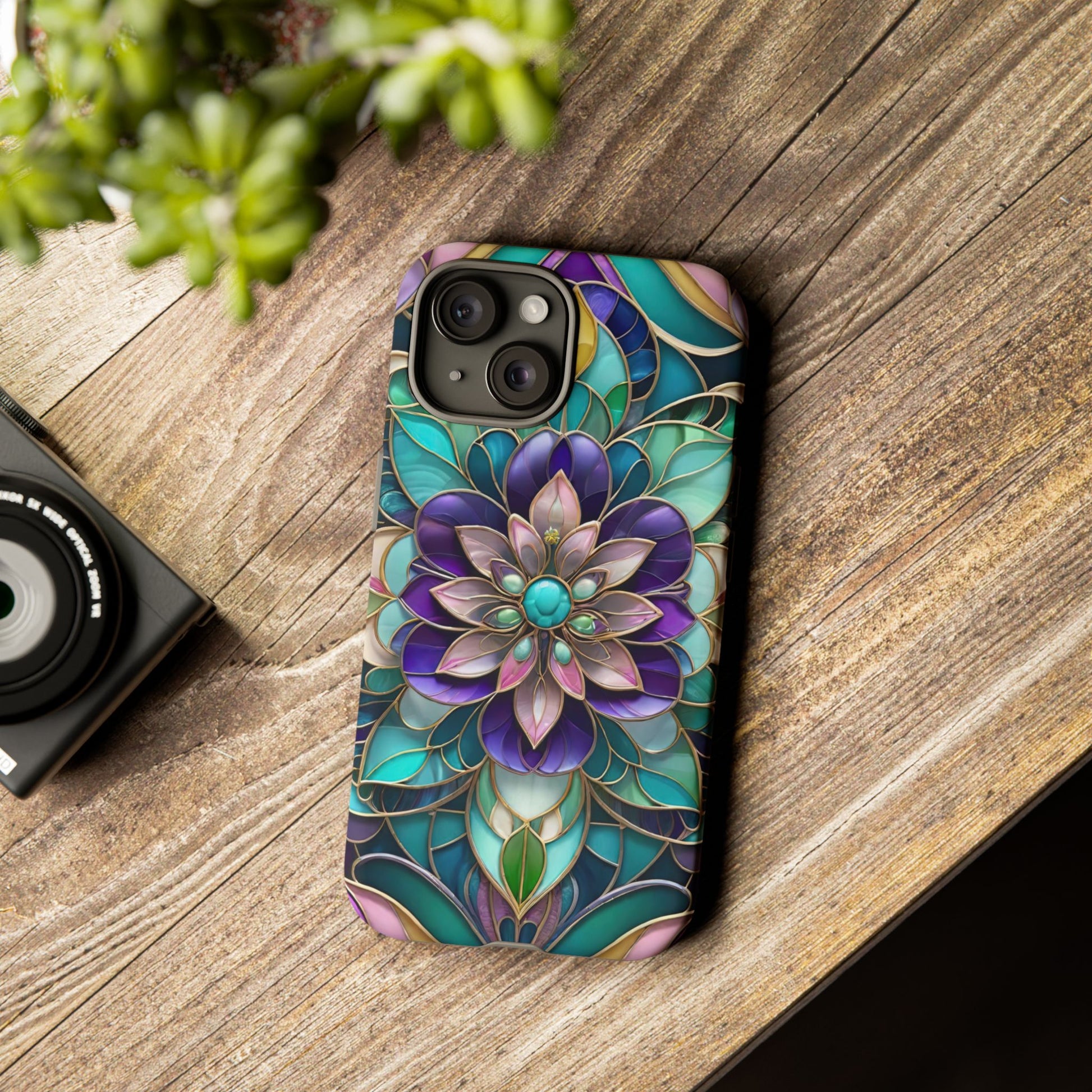 Floral Stained Glass Tough Phone Case -Stylish Protection for Your Device