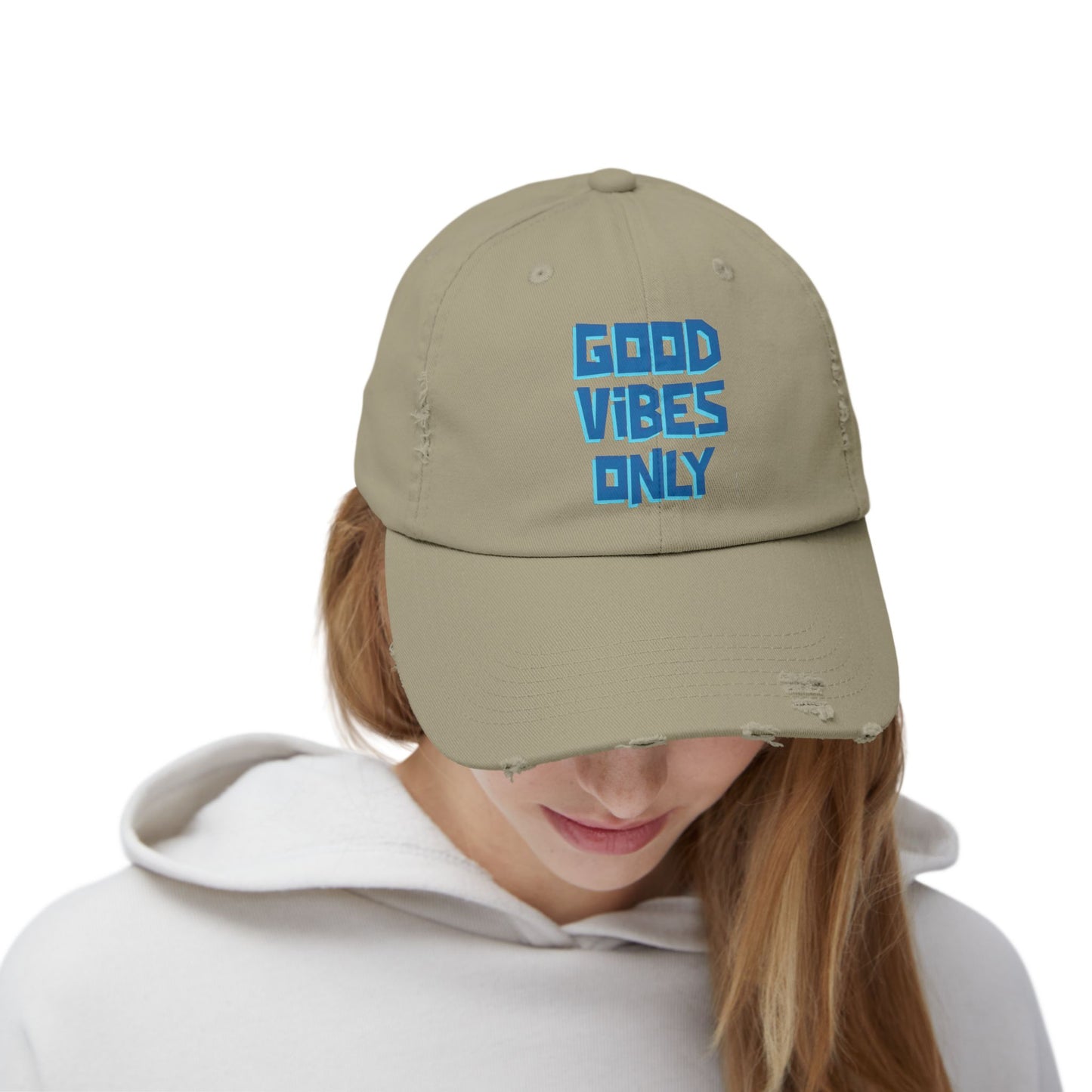 Good Vibes Only Unisex Distressed Cap