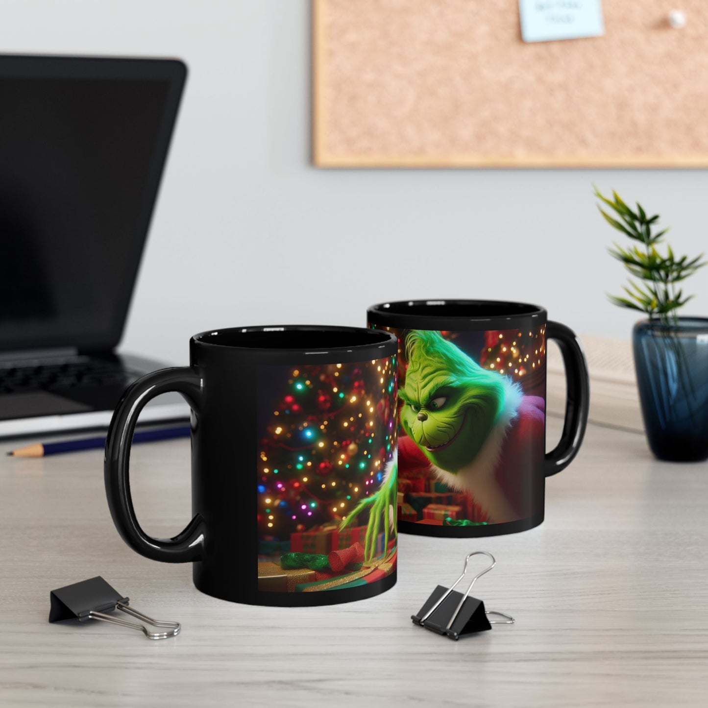 Sneaky Santa Black Mug - 11oz, 15oz