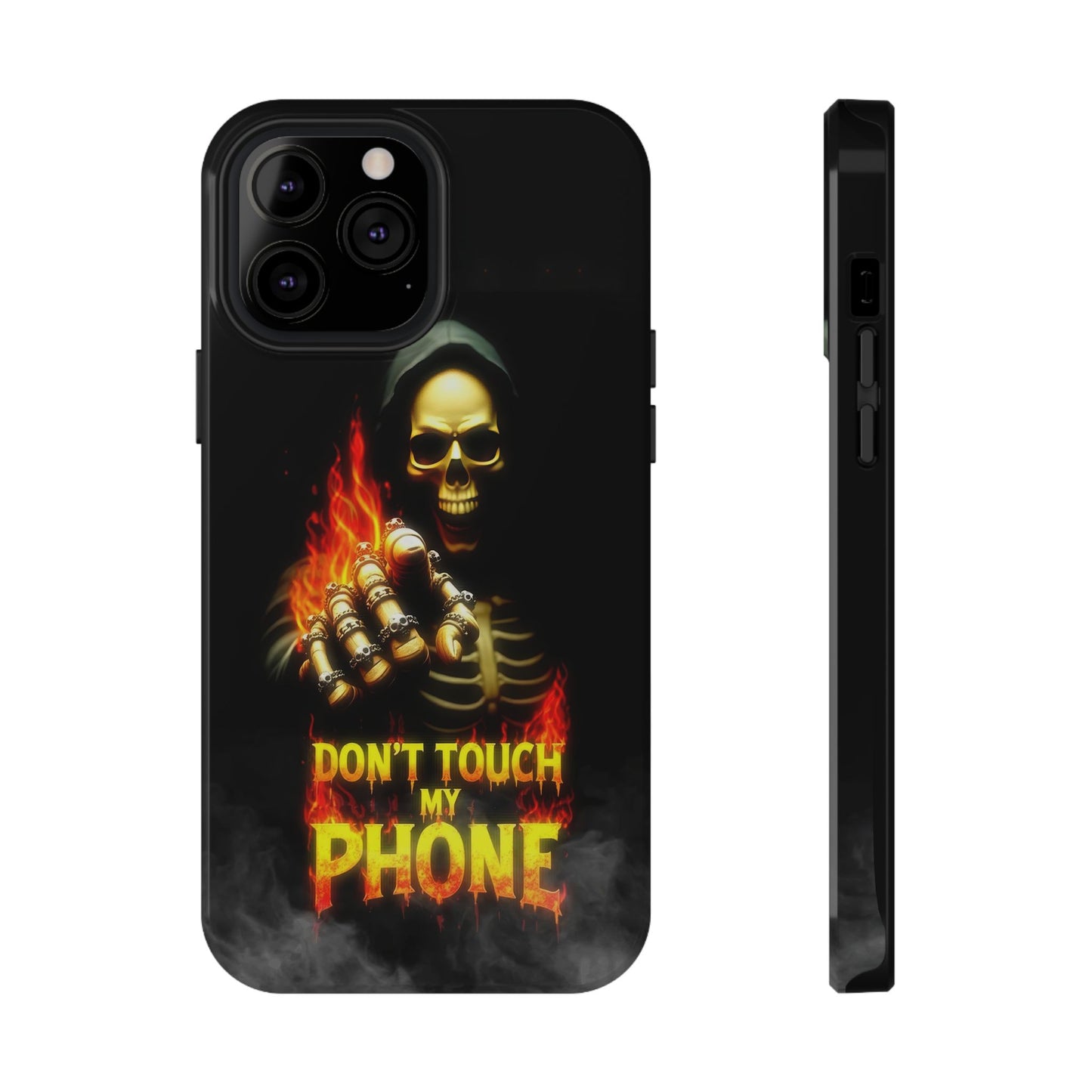 Skull Design Impact-Resistant iPhone Case, Don't Touch My Phone