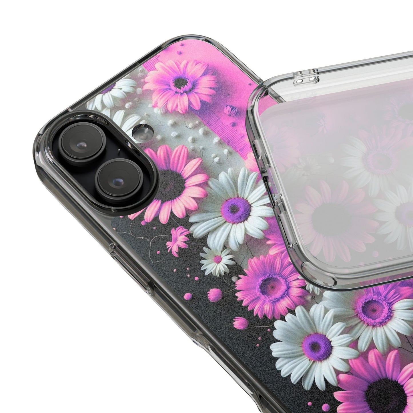 Floral Clear Phone Case – Pink Flower Design