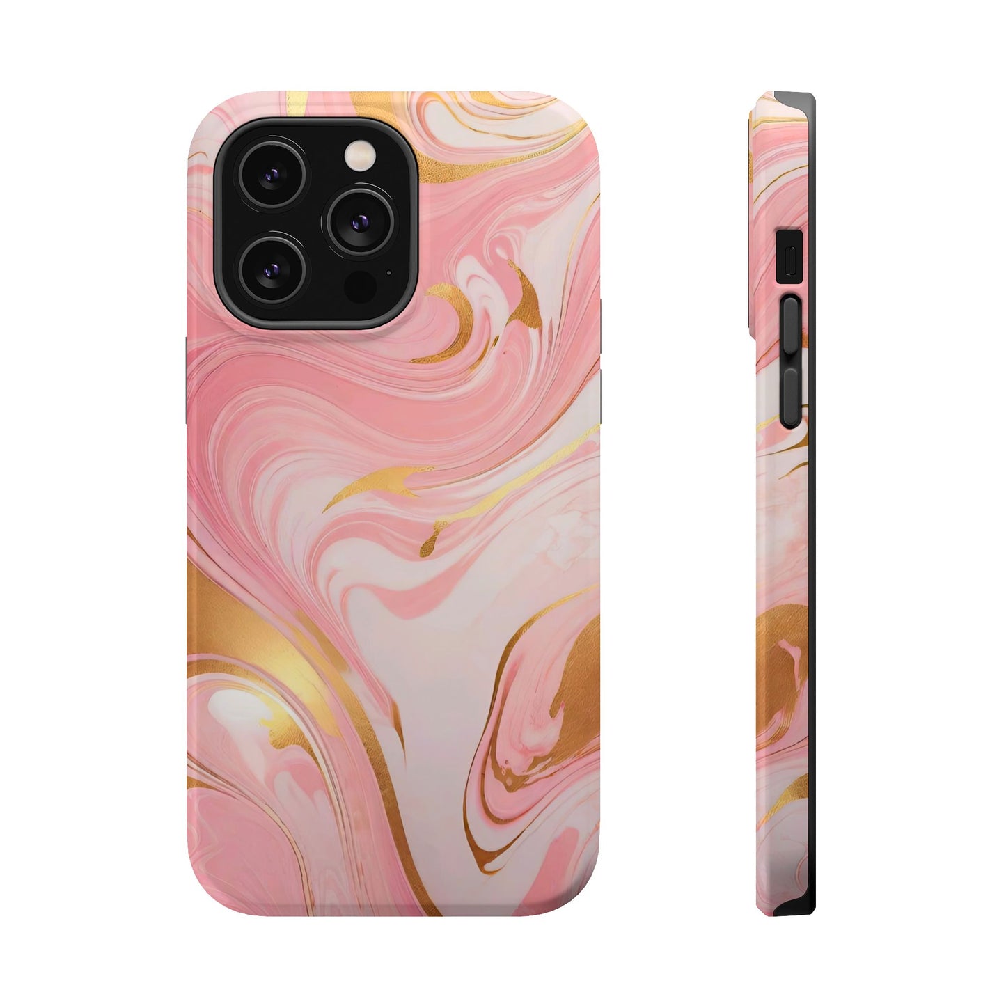 Stylish Magnetic Phone Case, Pink Marble Protective Cover
