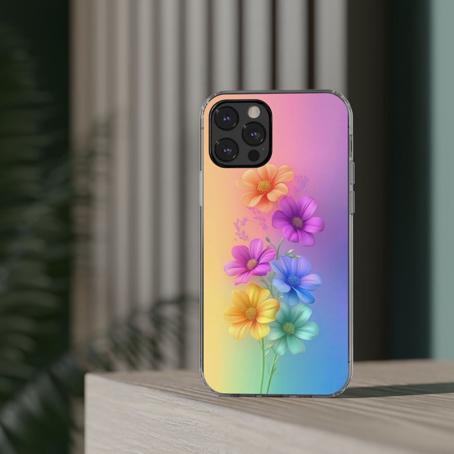 Floral Clear Phone Case – Colorful Flower Design