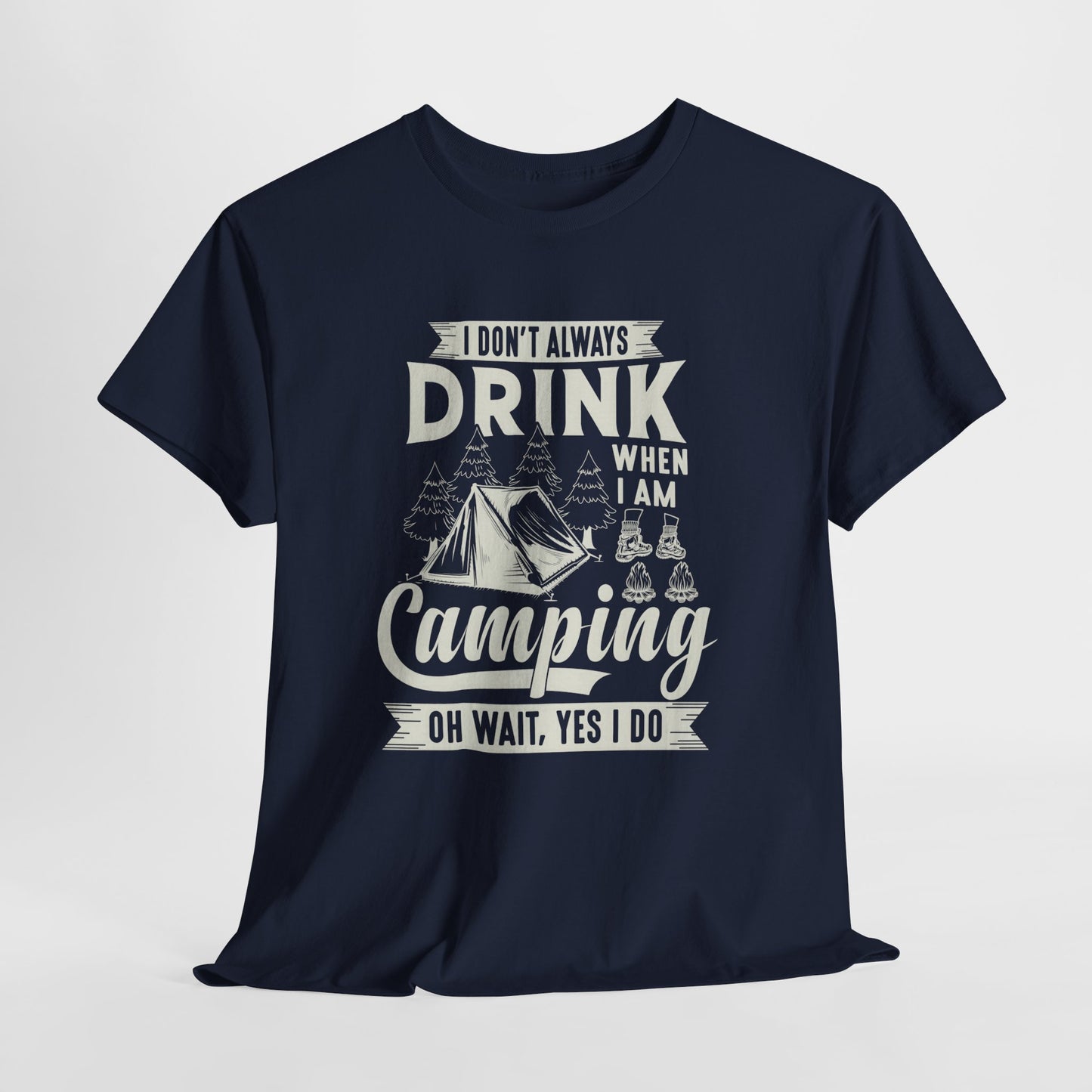Camping Drinking Unisex Heavy Cotton Tee - Perfect Gift for Outdoor Enthusiasts