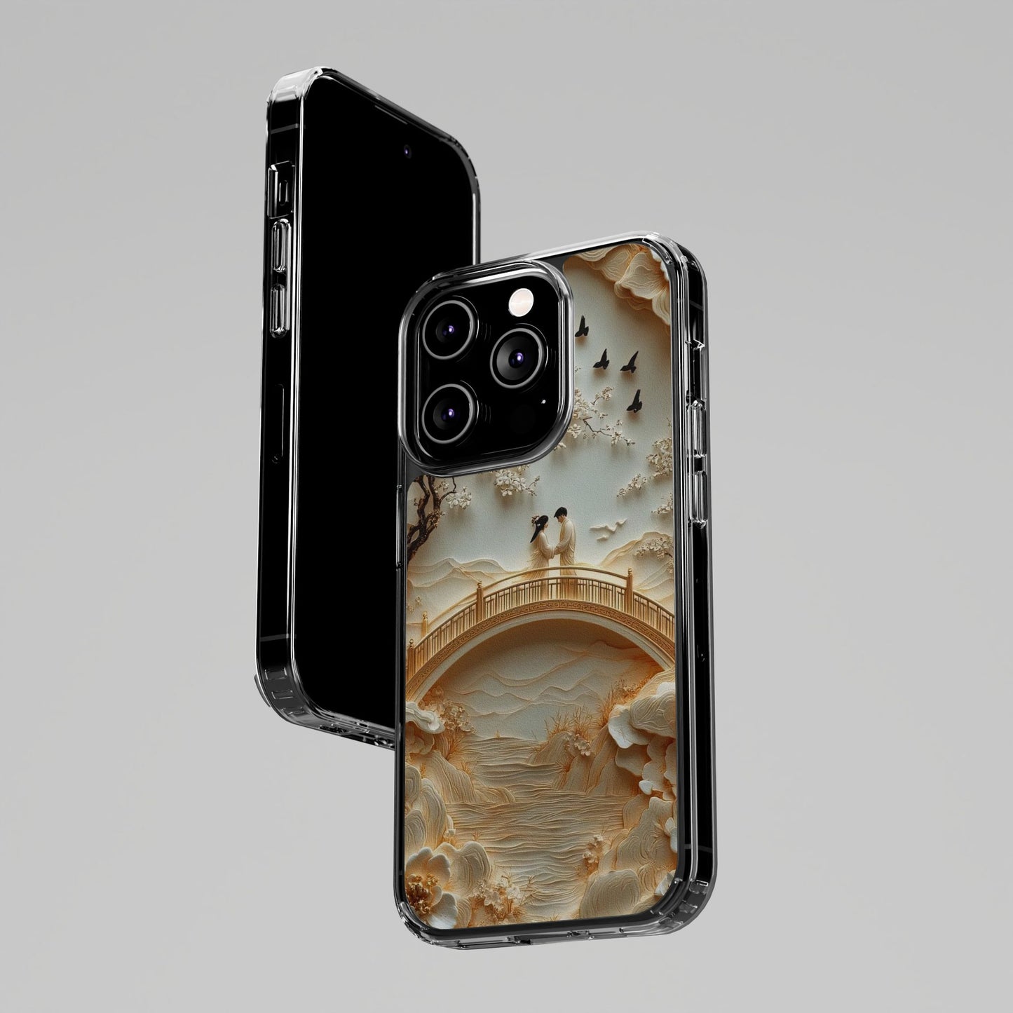 Romantic Couple 3D Effect Clear Cases,  Artistic Protective Cover