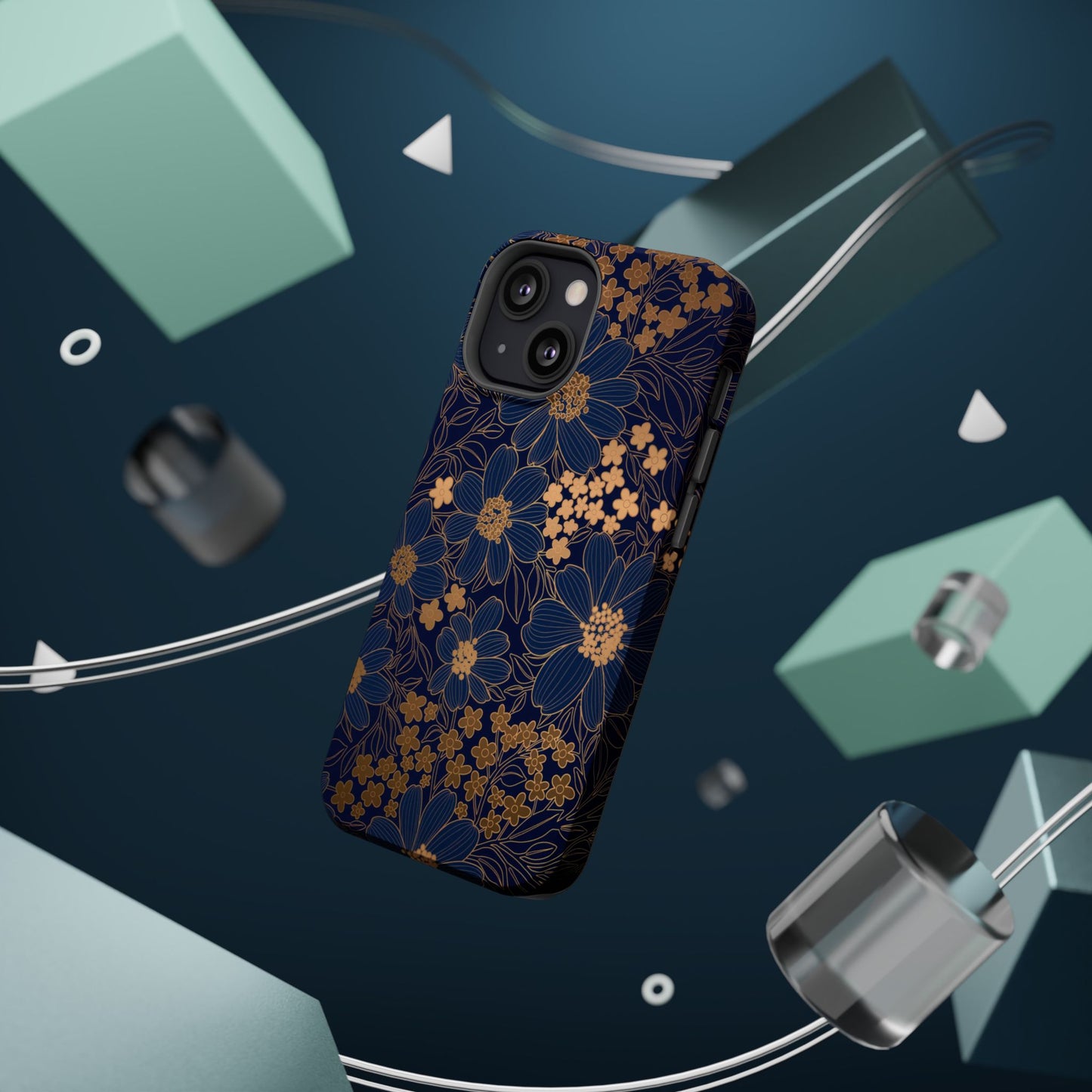 Luxury Serial Magnetic Phone Case, Golden Floral