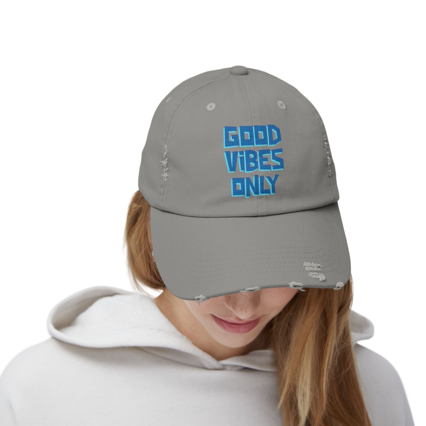 Good Vibes Only Unisex Distressed Cap