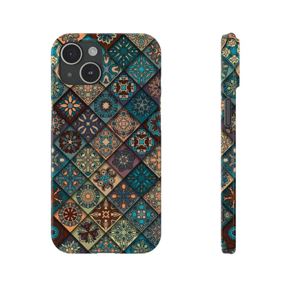 Aztec Geometric Slim Cases, Boho Blue