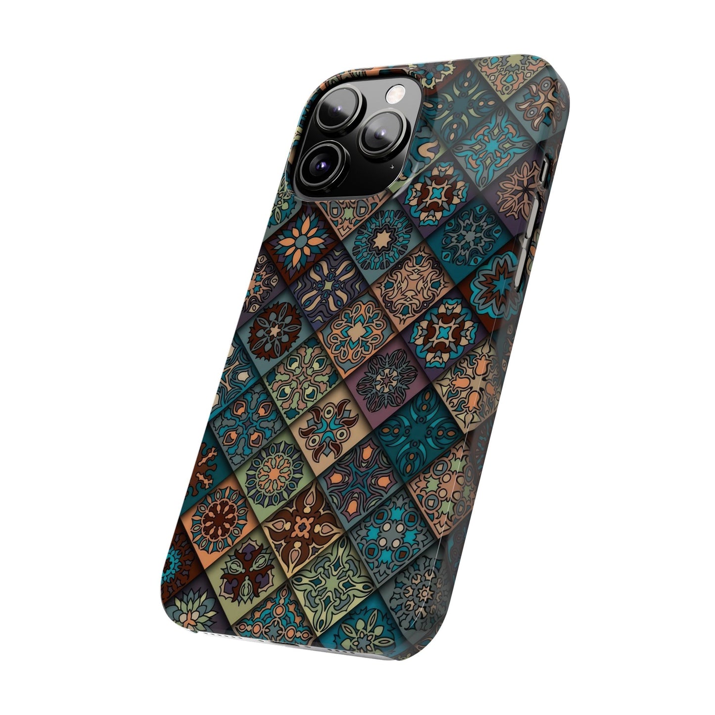 Aztec Geometric Slim Cases, Boho Blue