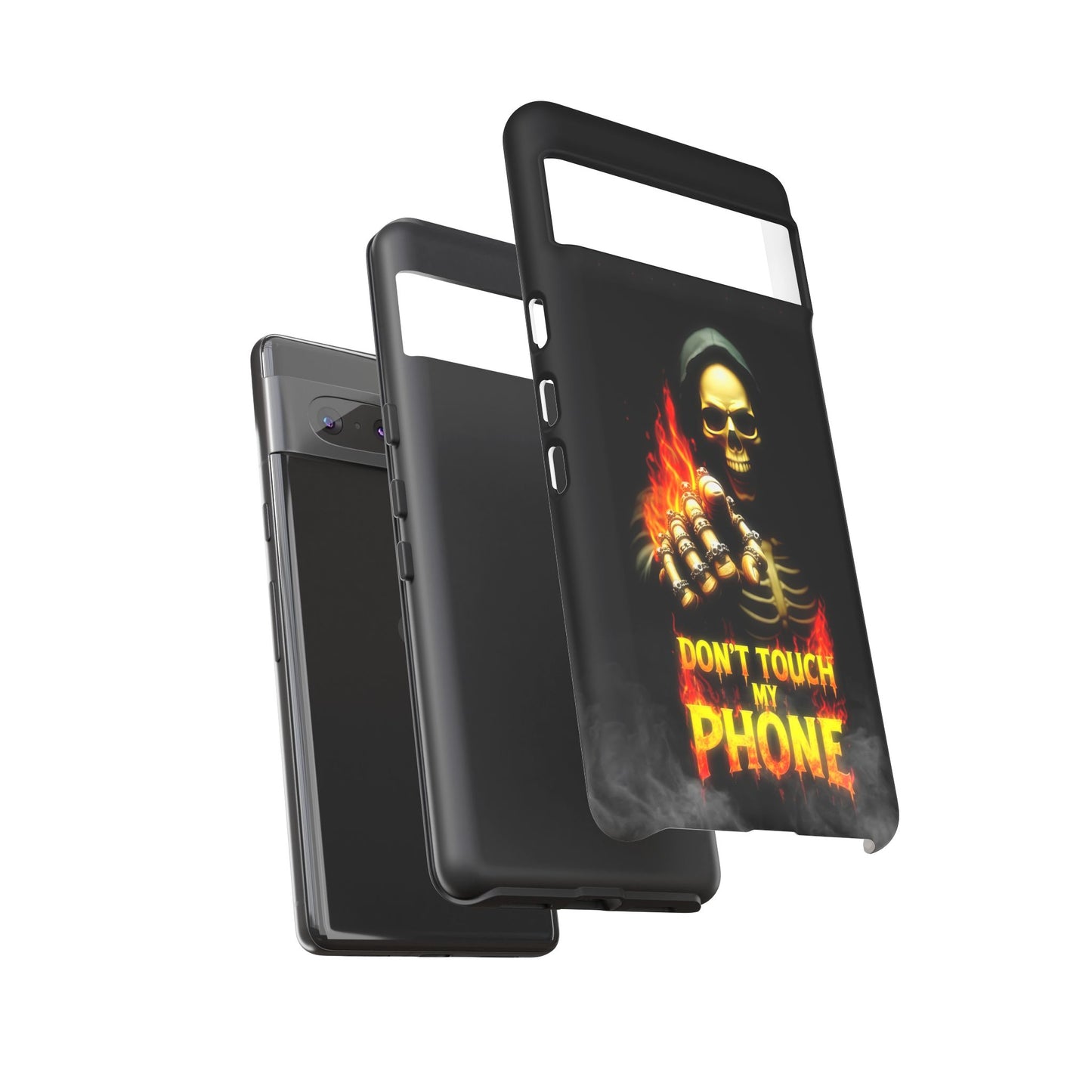 Skull Design Google Pixel Phone Case, Don't Touch My Phone Mobile Cover