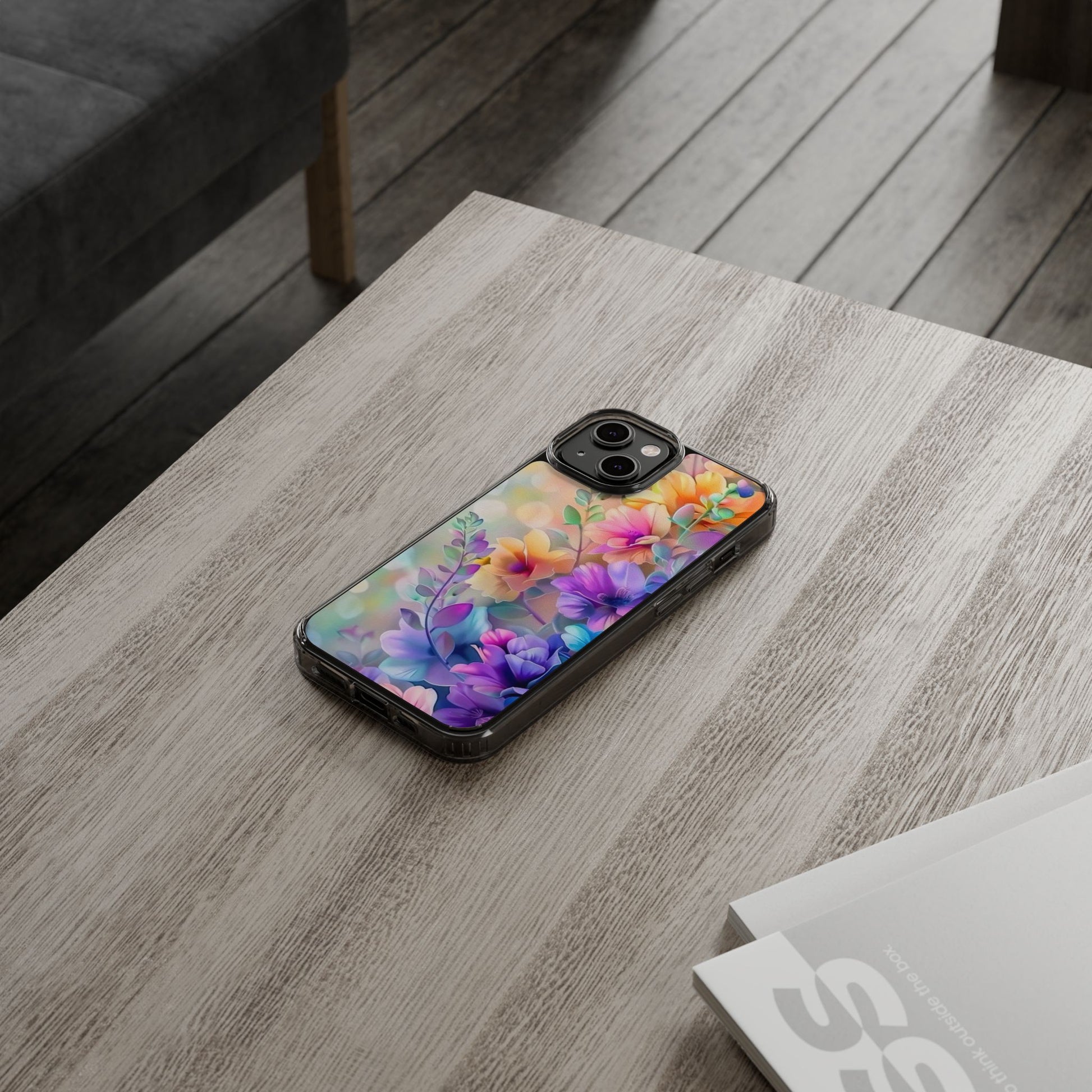 Floral Clear Phone Case -  Colorful Spring Design