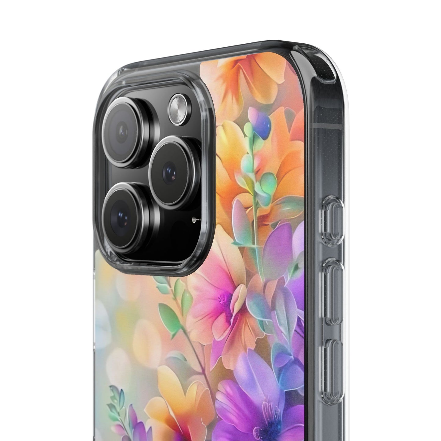 Floral Clear Phone Case -  Colorful Spring Design
