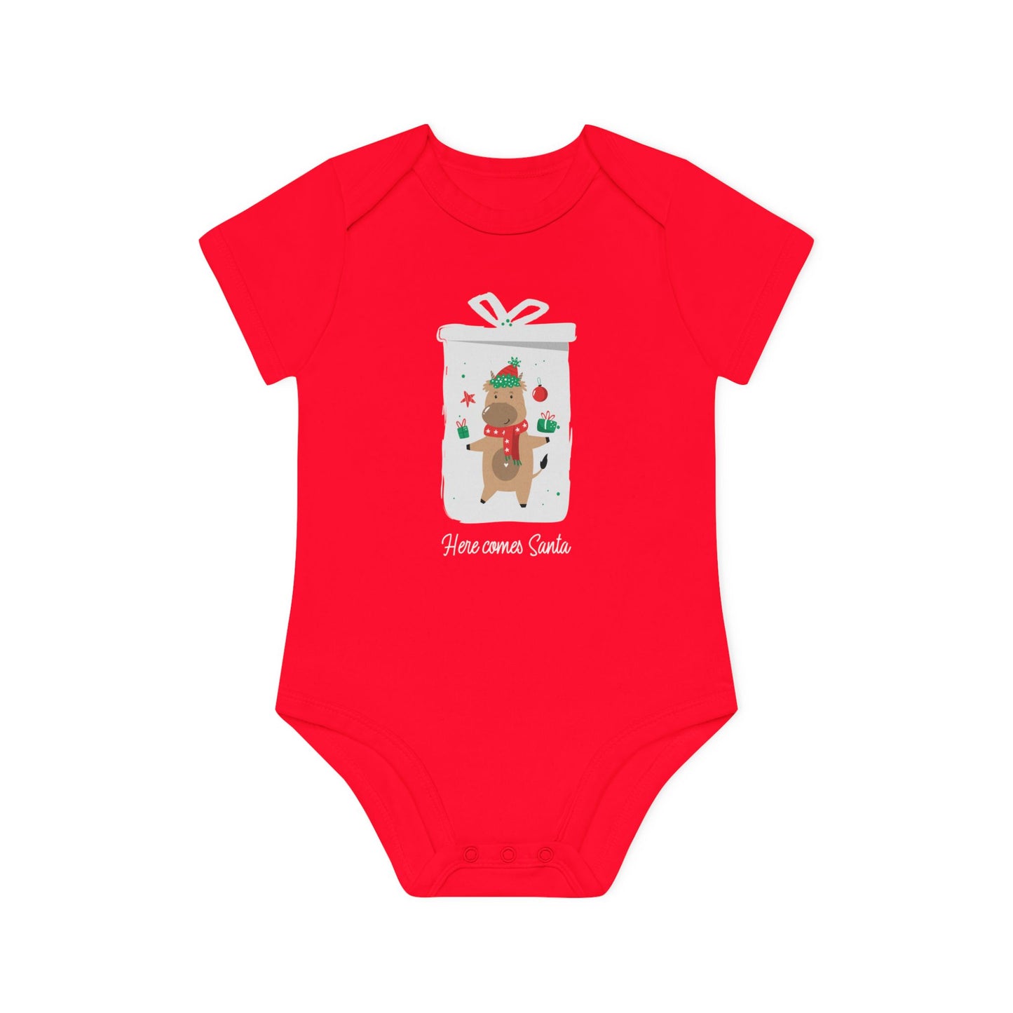 Here Comes Santa Baby Organic Short Sleeve Bodysuit