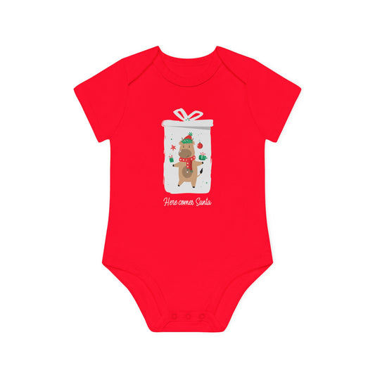 Here Comes Santa Baby Organic Short Sleeve Bodysuit