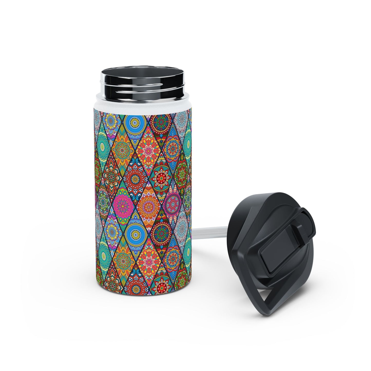 Mandala Argyle Stainless Steel Water Bottle, Standard Lid