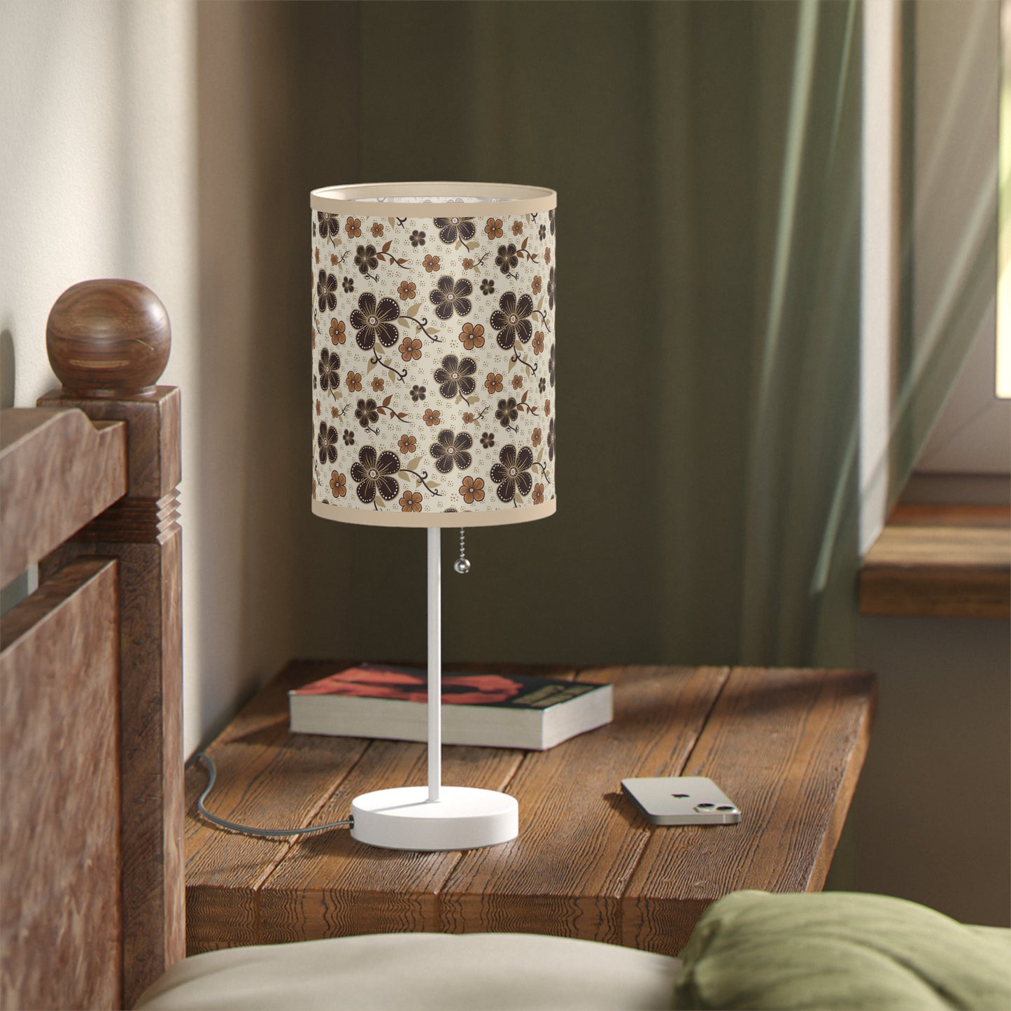 Timeless Elegance: Minimal Floral  Lamp on a Stand, US|CA plug / White