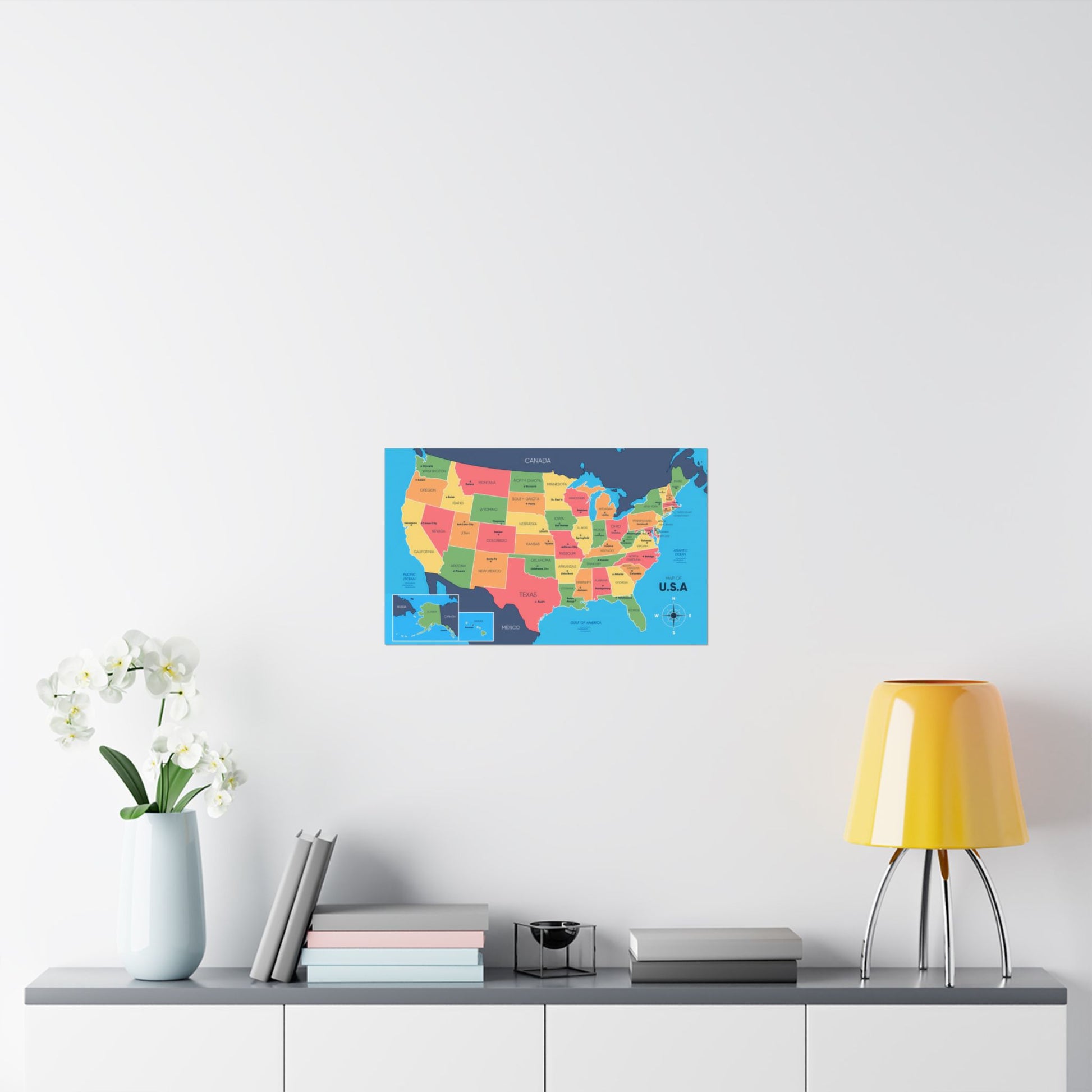 USA Map States and Capitals Posters