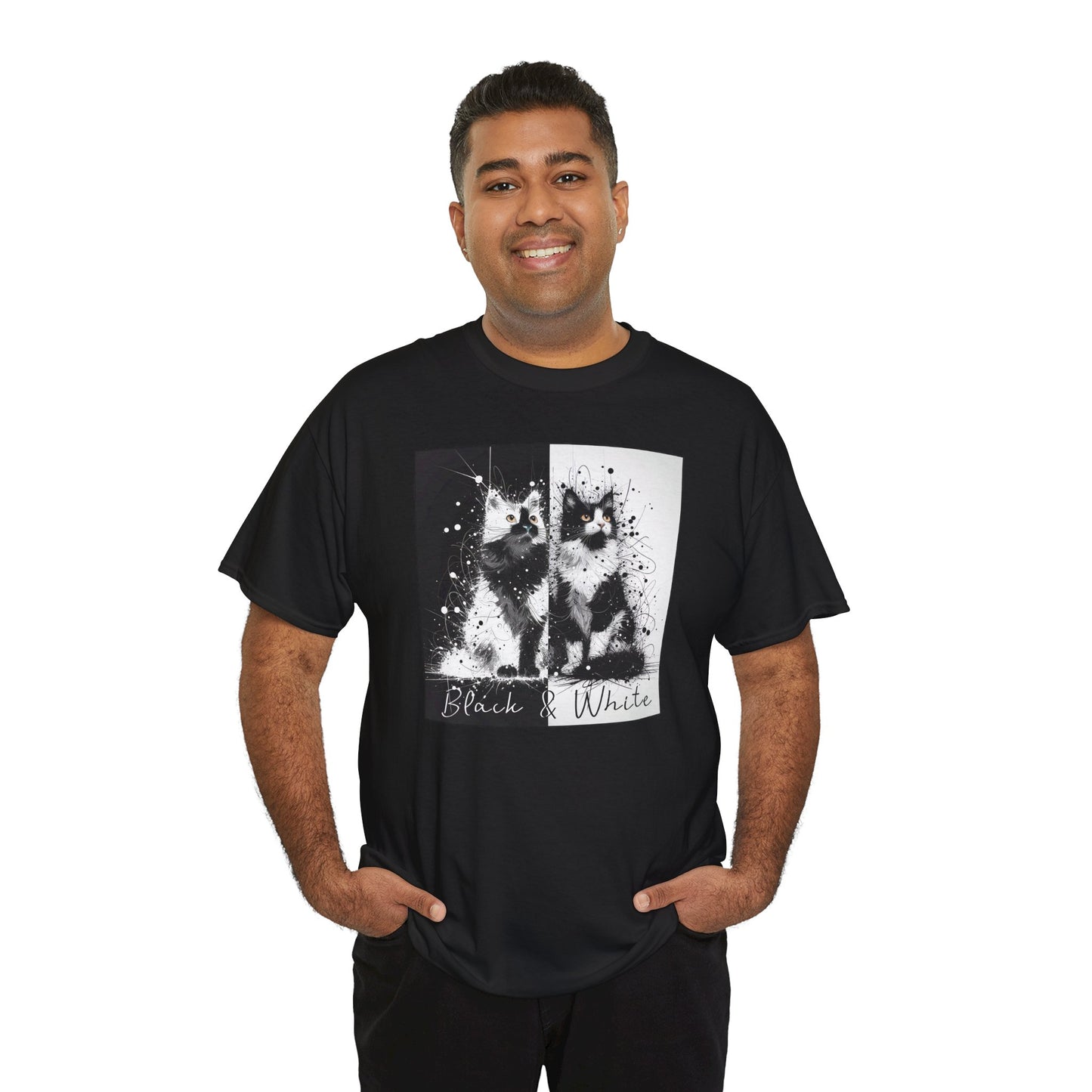 Black & White Cats Unisex Heavy Cotton Tee