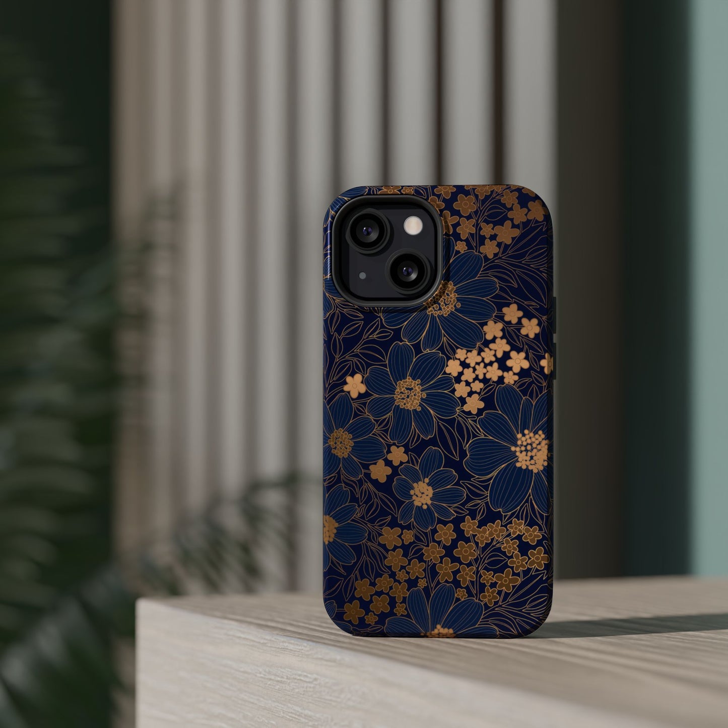 Luxury Serial Magnetic Phone Case, Golden Floral