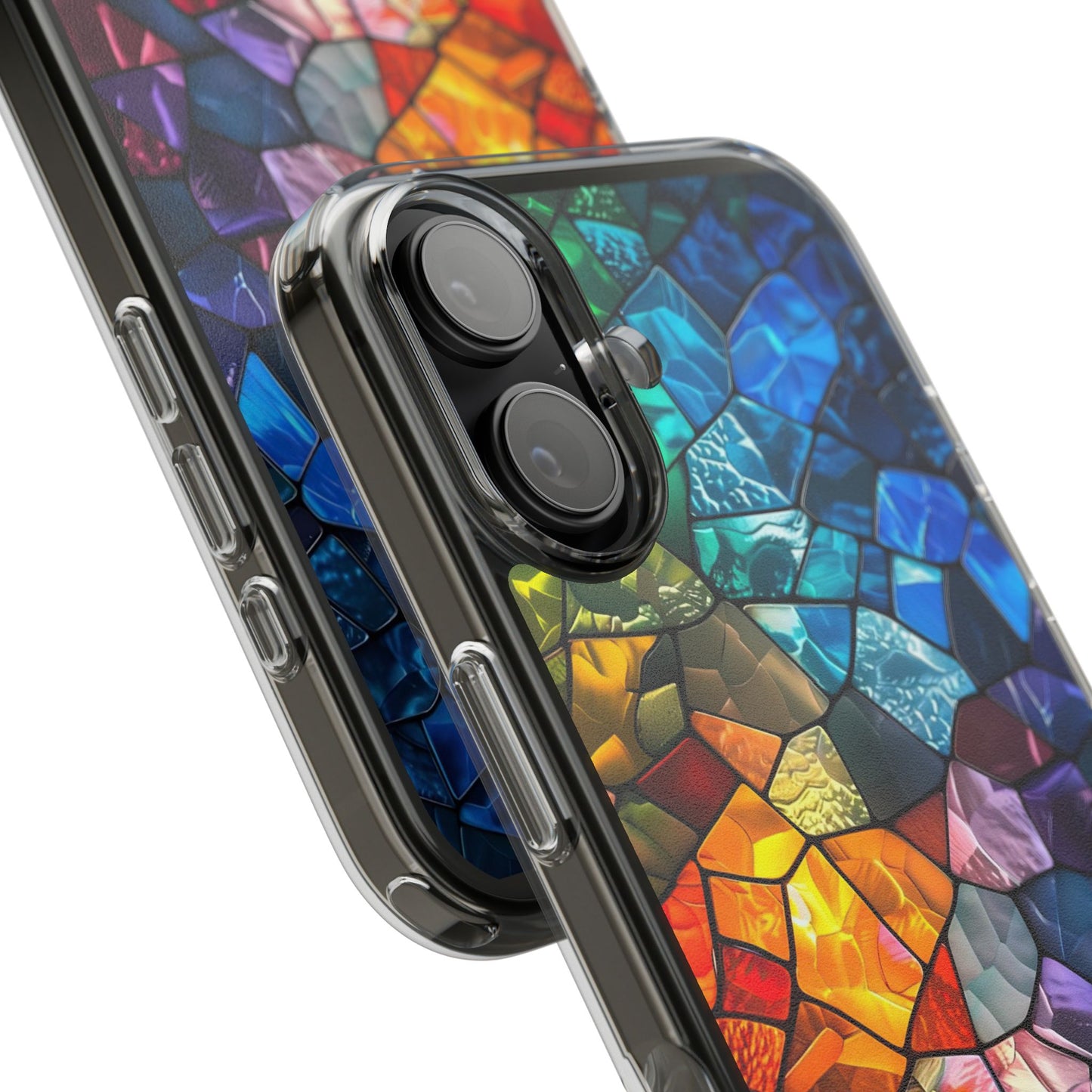 Vibrant Clear Phone Case, Colorful Stained Glass Design