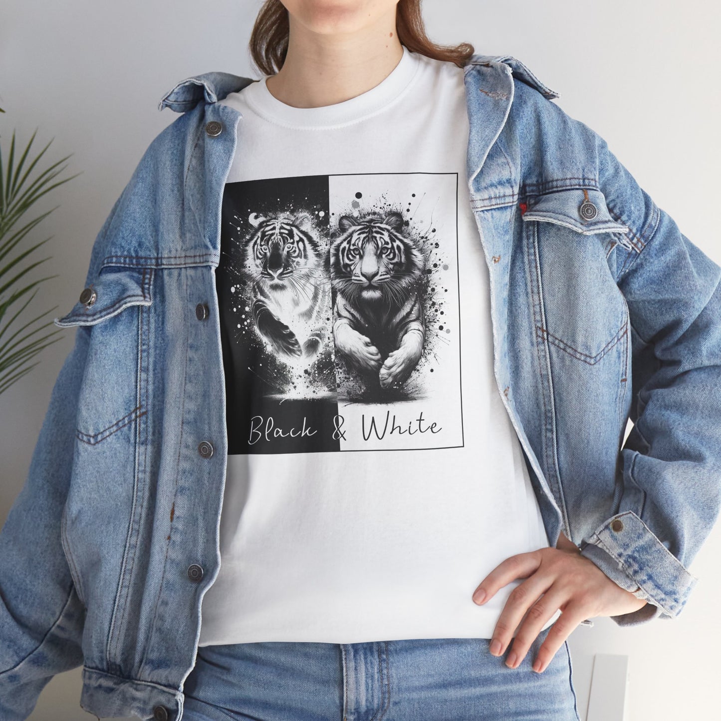 Black & White Tigers Unisex Heavy Cotton Tee