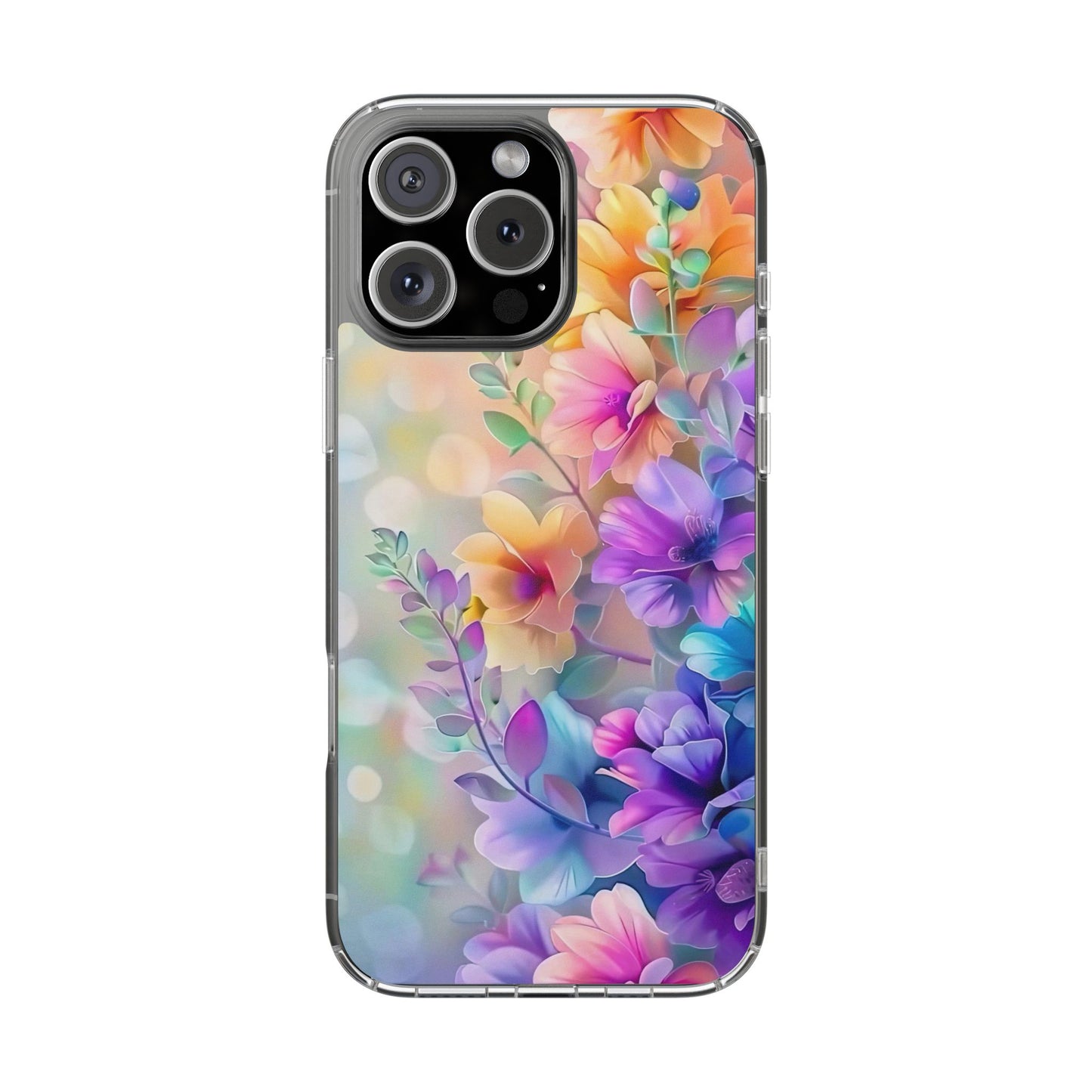 Floral Clear Phone Case -  Colorful Spring Design