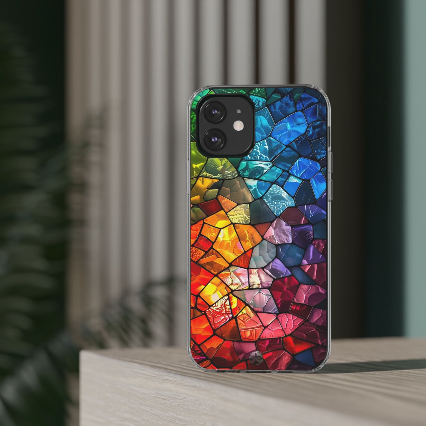Vibrant Clear Phone Case, Colorful Stained Glass Design