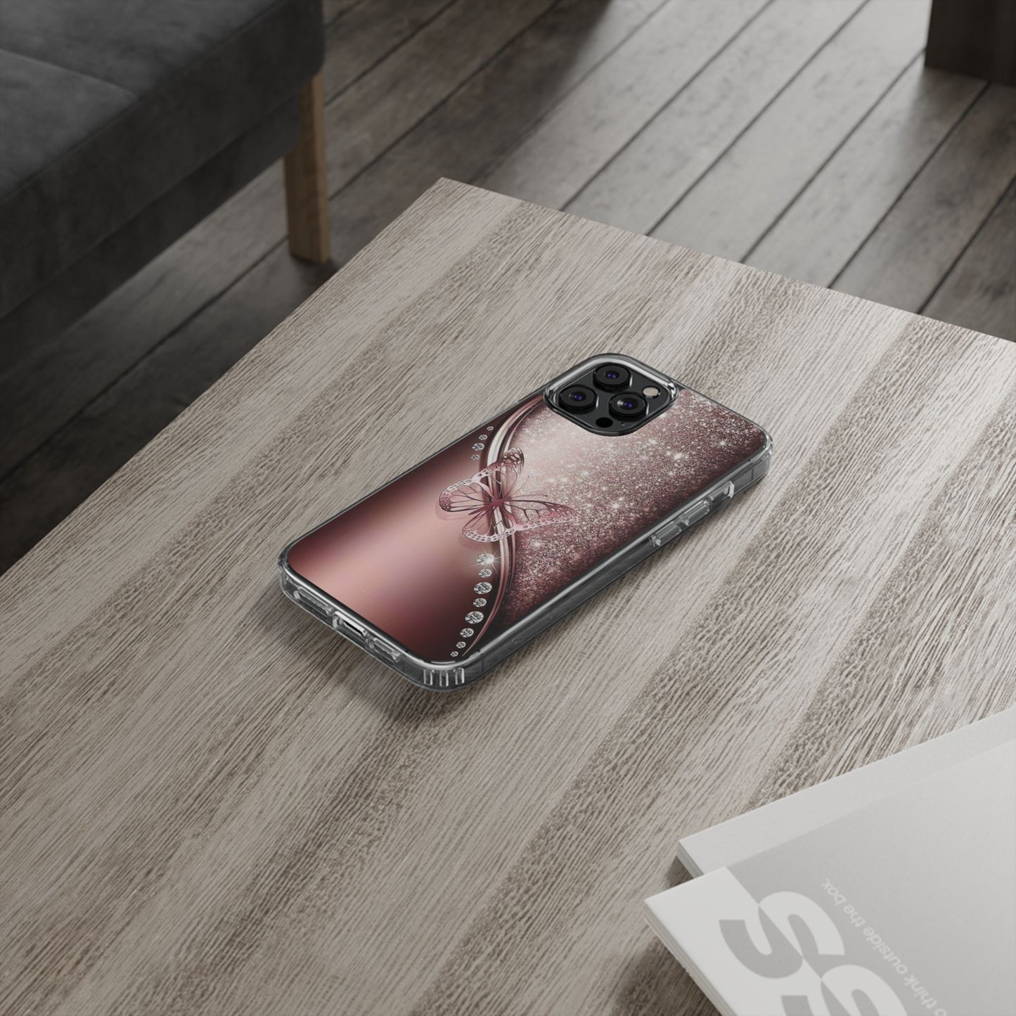 Elegant Butterfly Clear Case, Stylish Transparent Protective Cover for Women