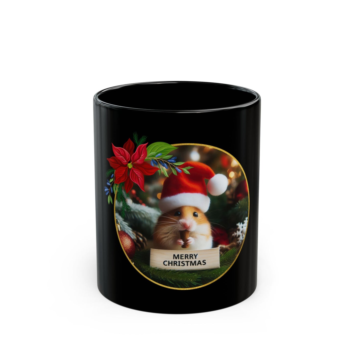 Hamster Claus is Coming to Town Black Mug - 11oz, 15oz