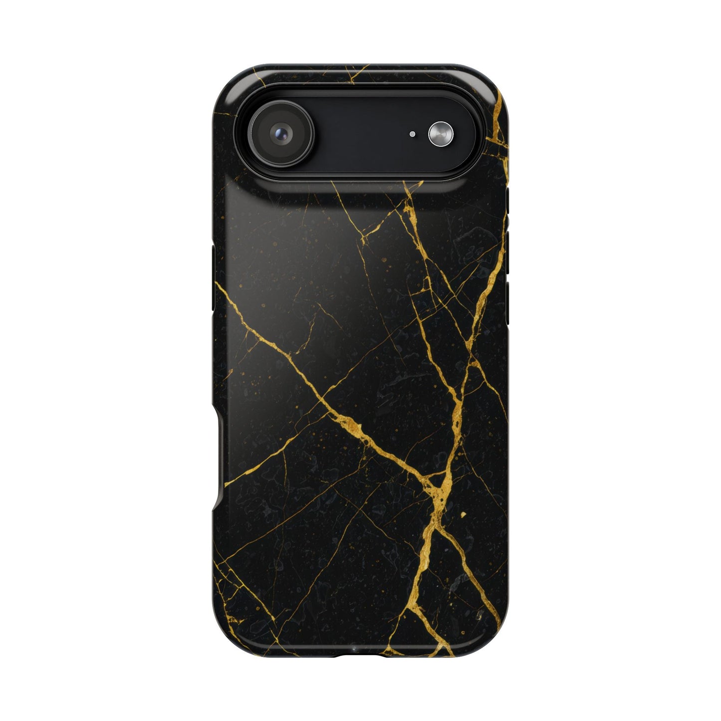 Black Marble with Gold Veins Impact-Resistant iPhone