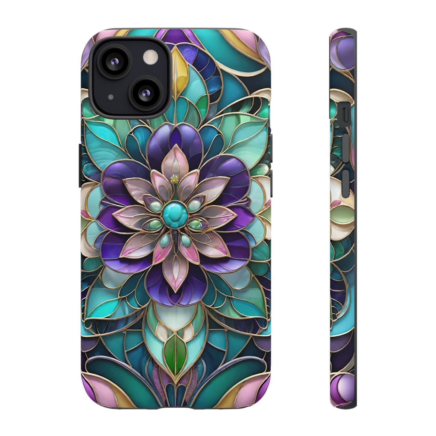 Floral Stained Glass Tough Phone Case -Stylish Protection for Your Device