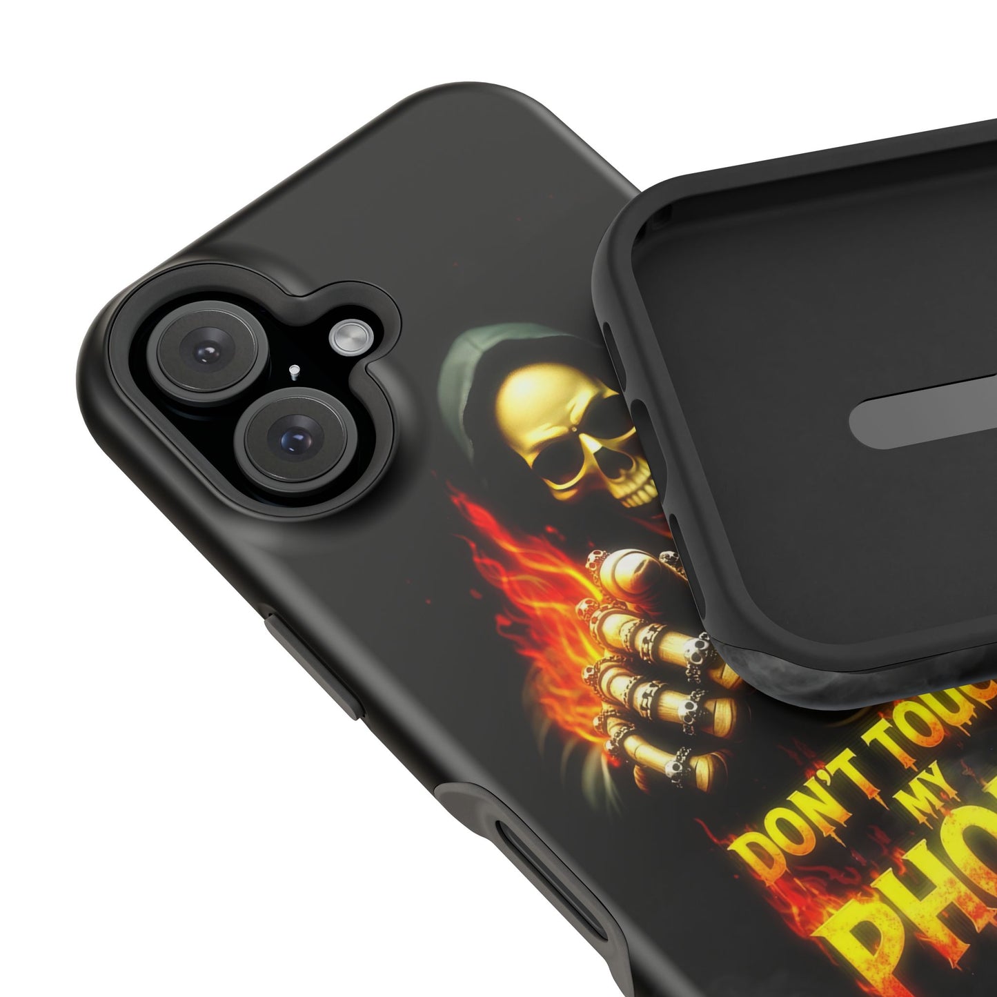 Skull Design Impact-Resistant iPhone Case, Don't Touch My Phone