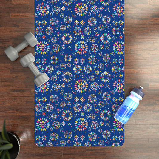 Vibrant Vibes Rubber Yoga Mat / Blue