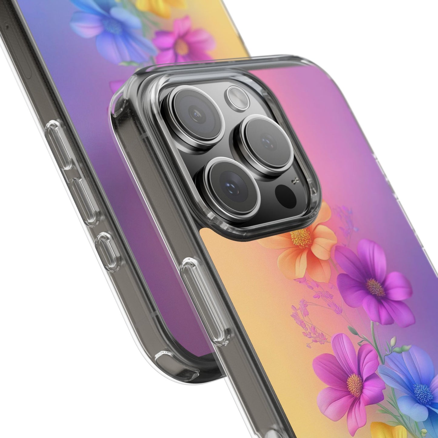 Floral Clear Phone Case – Colorful Flower Design