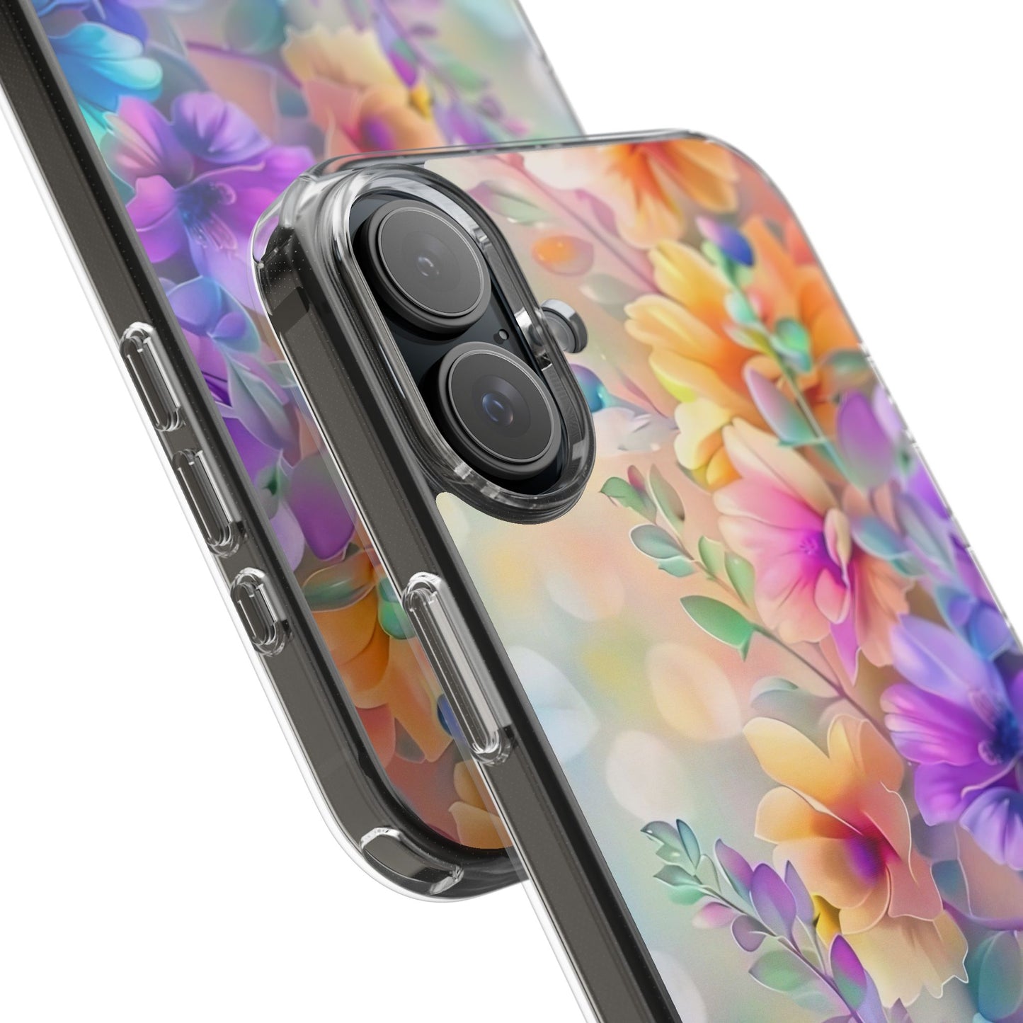 Floral Clear Phone Case -  Colorful Spring Design