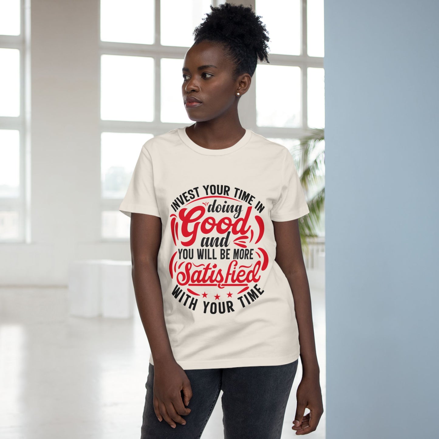Inspirational Women's Maple Tee - Invest Your Time in Doing Good