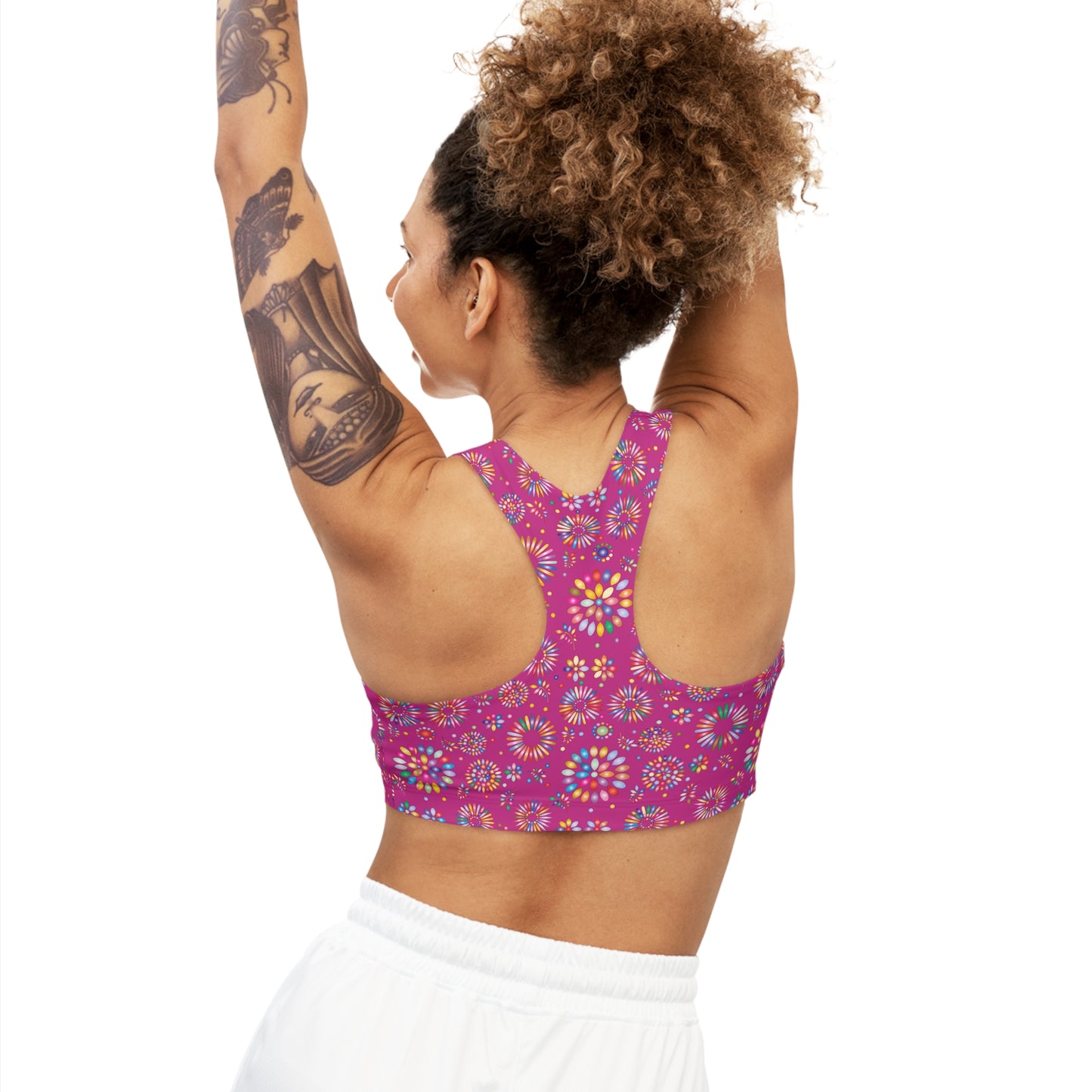 Vibrant Vibes Seamless Sports Bra (AOP) / Pink