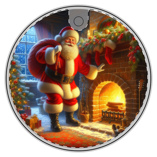 Santa’s Arrival Ceramic Decoration Ornament, (1pc)  one side print