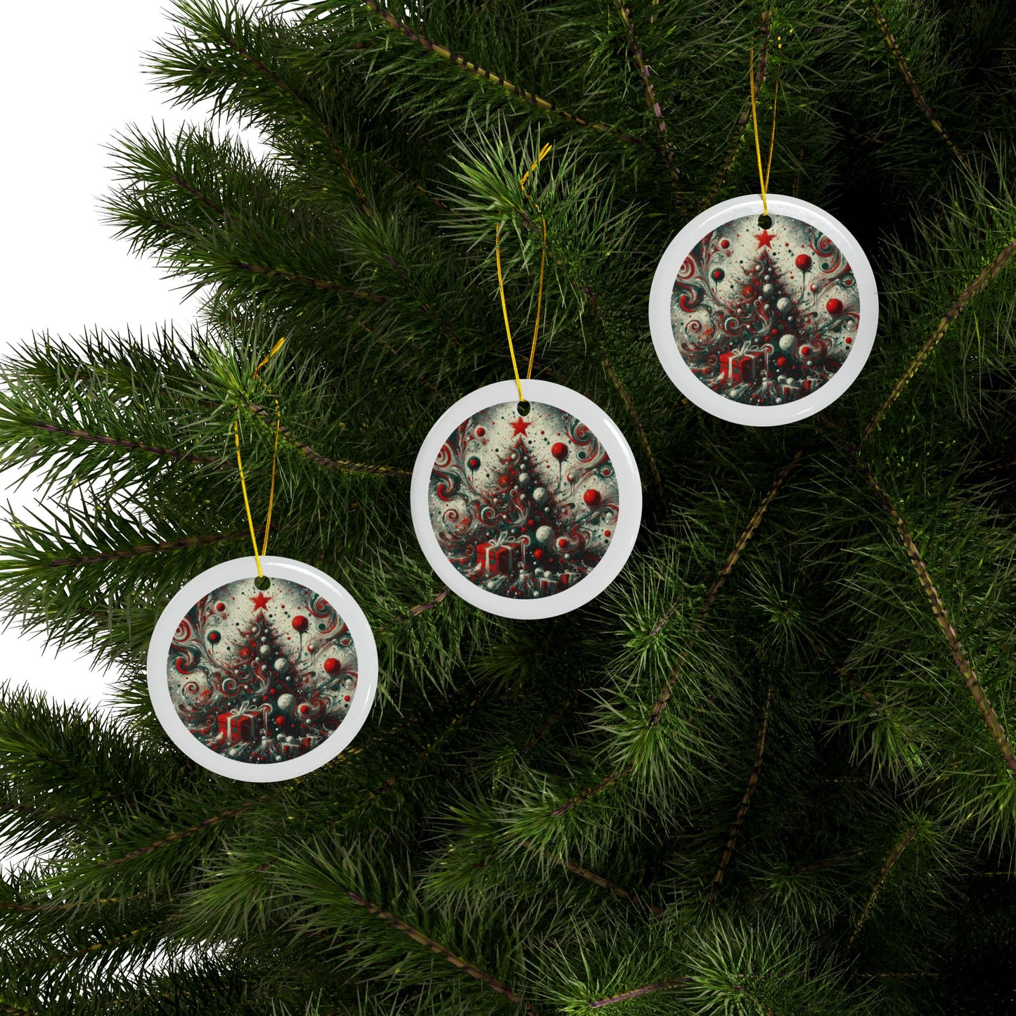 Jingle Jumble Ceramic Ornaments, 2-Side Print, (1pc, 3pcs, 5pcs, 10pcs)