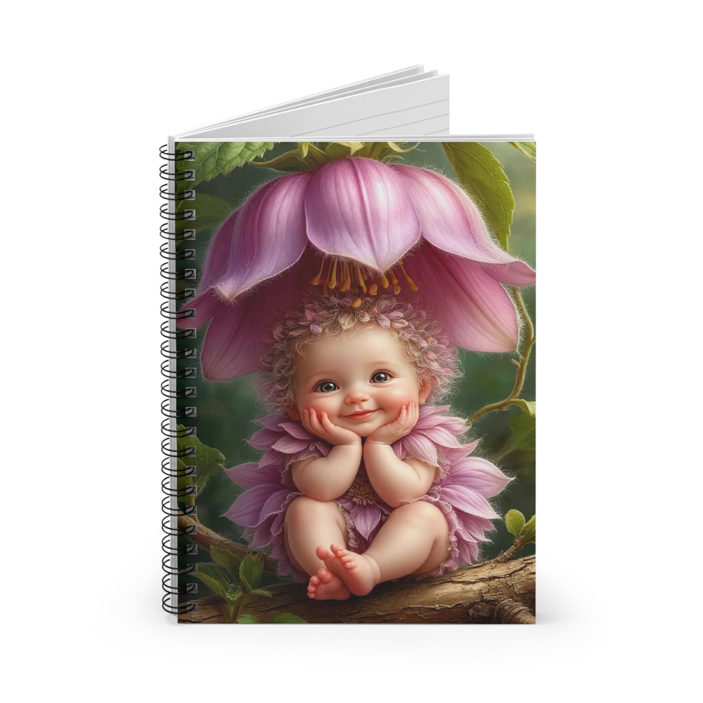 Whimsical Floral Fairy Spiral Notebook - Ruled Line Journal