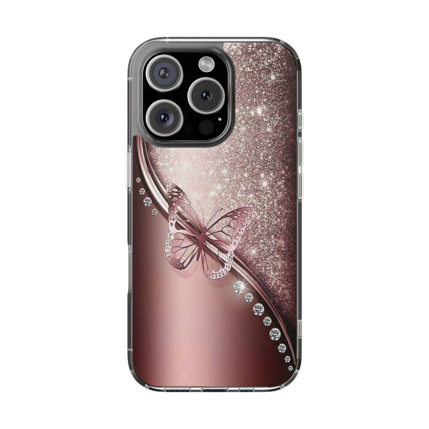 Elegant Butterfly Clear Case, Stylish Transparent Protective Cover for Women