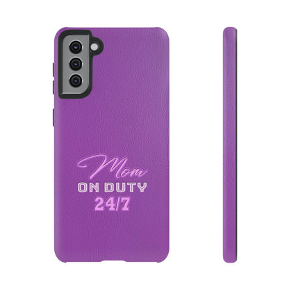 Mom On Duty Impact-Resistant Case, Purple Case for Mothers