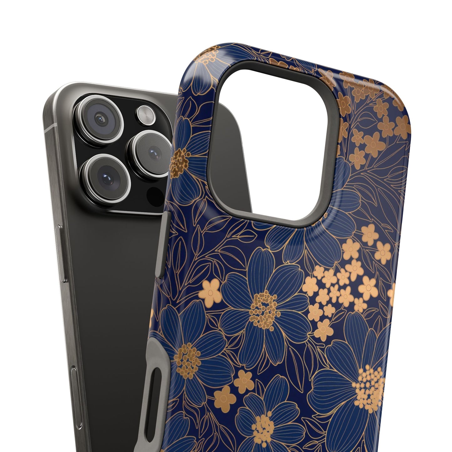 Luxury Serial Magnetic Phone Case, Golden Floral
