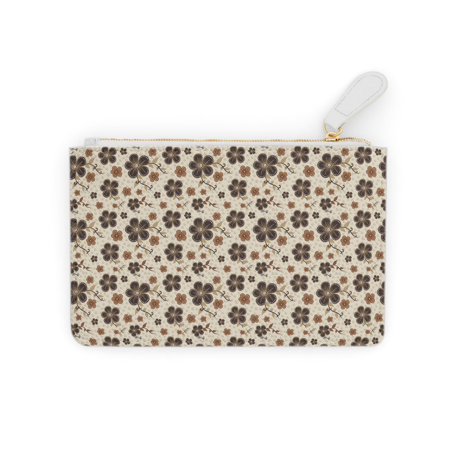 Timeless Elegance: Minimal Floral Mini Clutch Bag / Beige