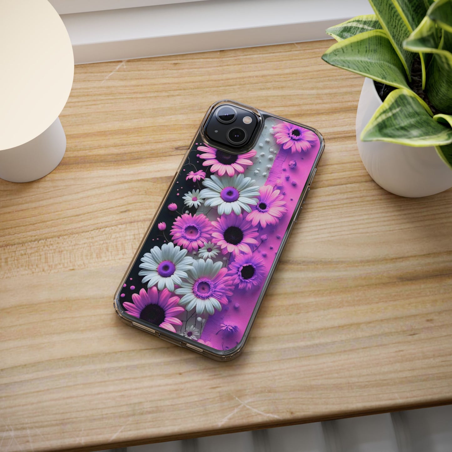 Floral Clear Phone Case – Pink Flower Design