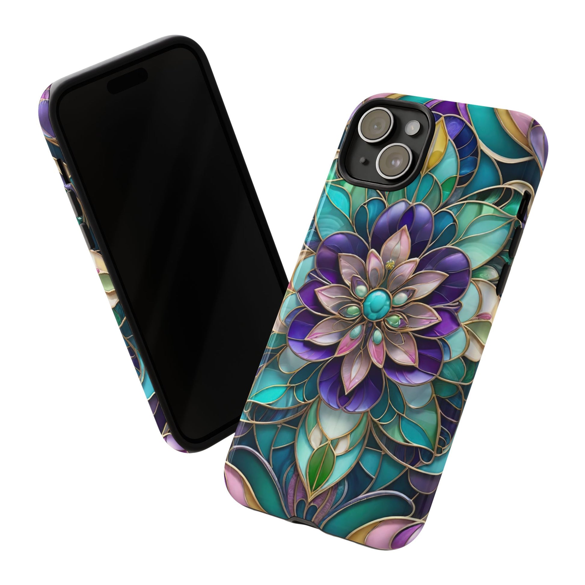 Floral Stained Glass Tough Phone Case -Stylish Protection for Your Device